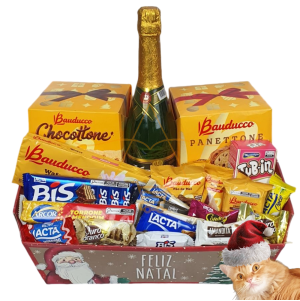 Cesta De Natal Com Panettone E Chocolates