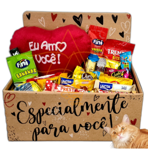 Cesta Com Chocolate E Coração De Pelúcia Presente